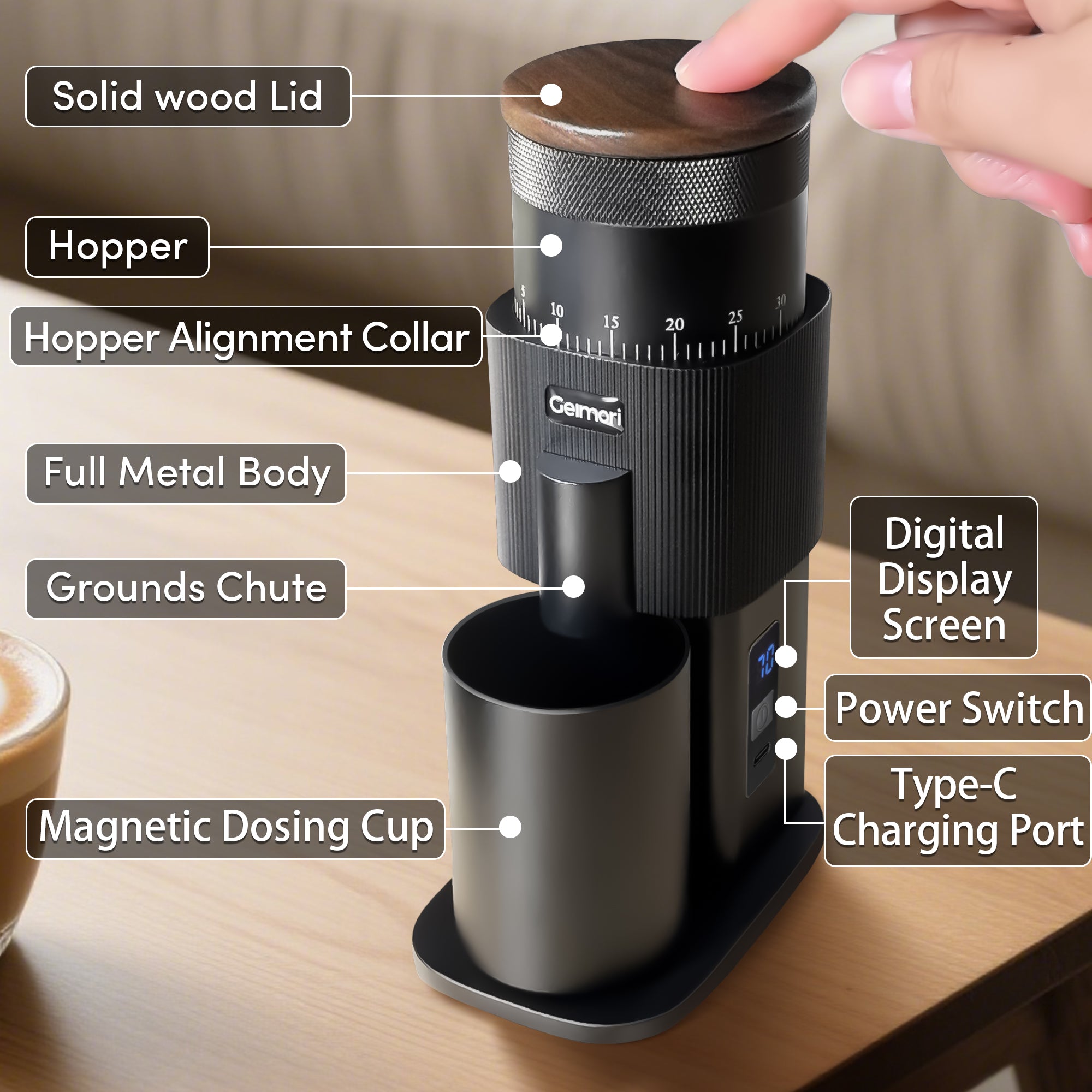 Geimori T38 Portable Espresso & Filter Grinder