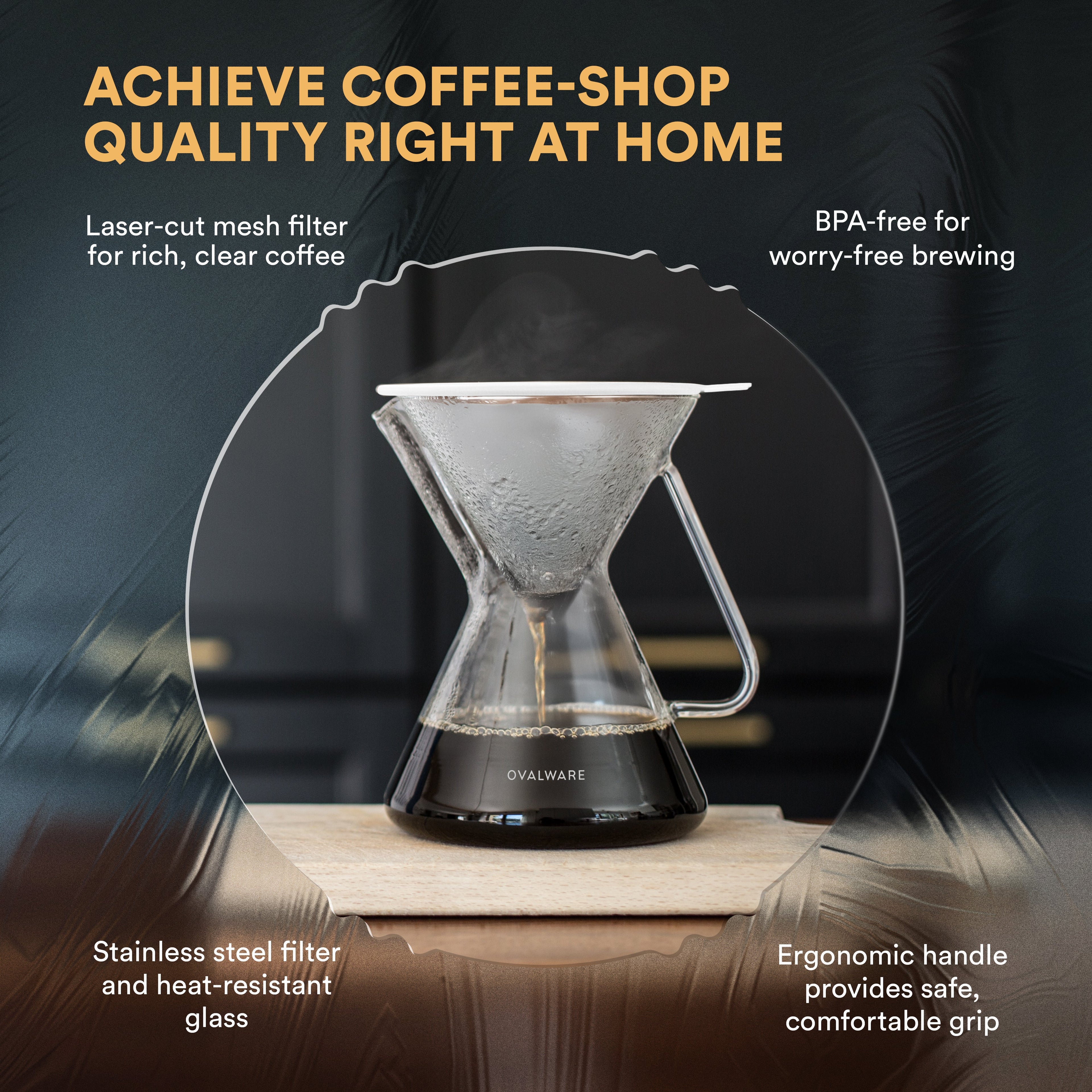 Pour Over Coffee Maker with Filter